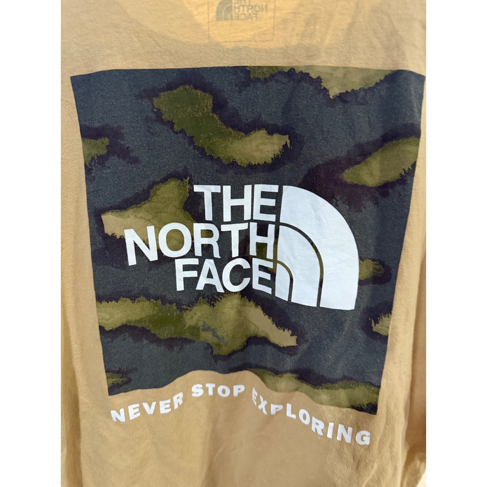 The North Face Mens Tan Camo Box Logo Circular Design Graphic T-Shirt Size M - Picture 9 of 9